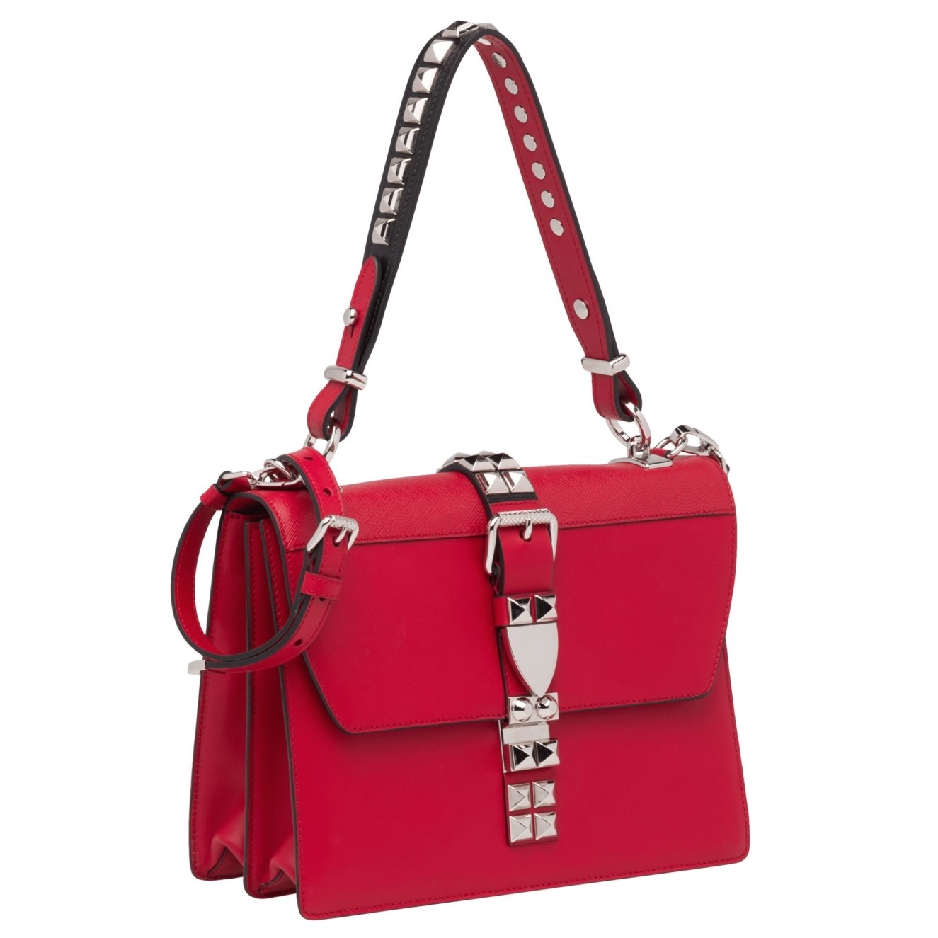 Pra*a elektra shoulder bag in red calfskin