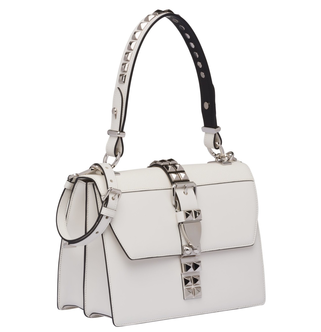 Pra*a elektra shoulder bag in white calfskin