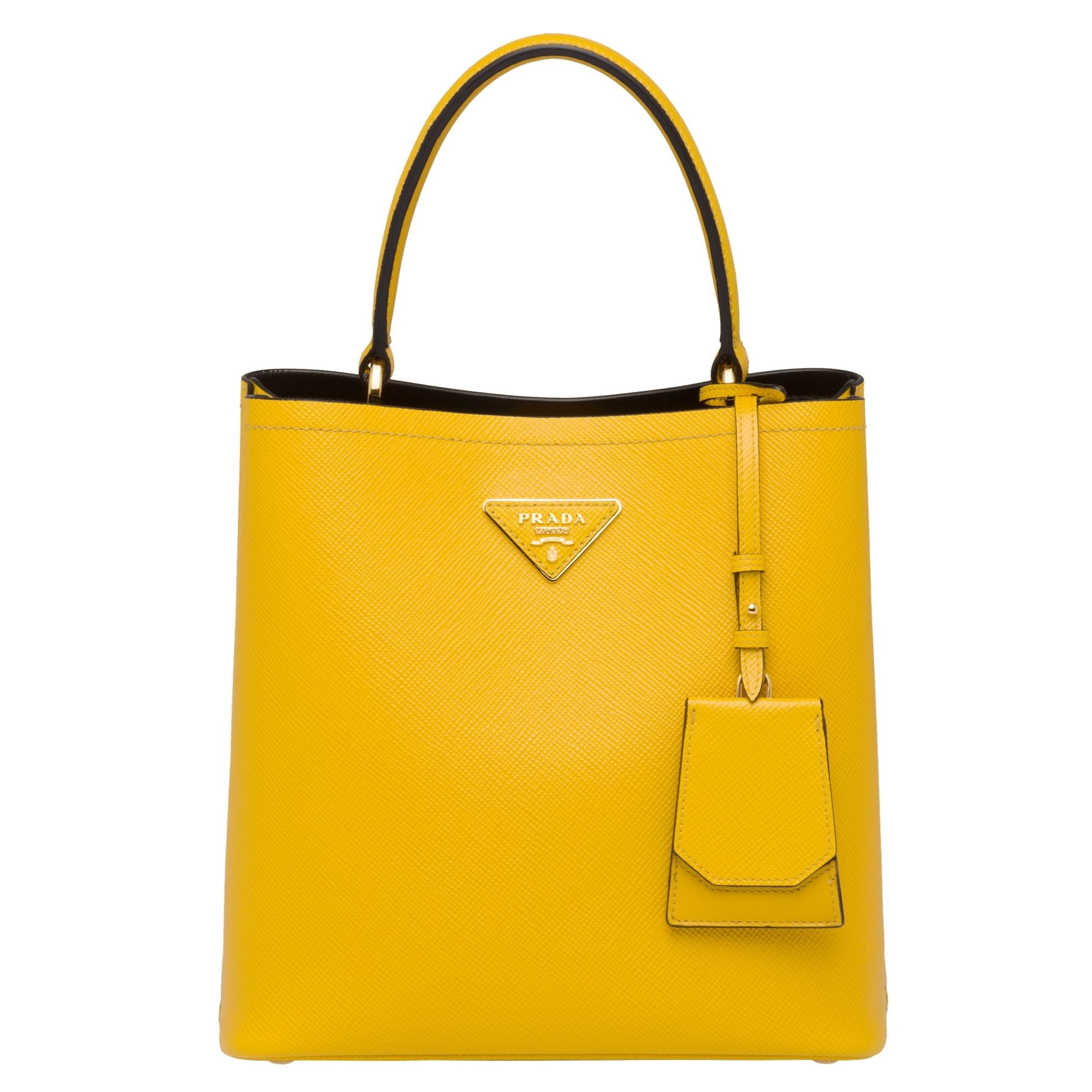 pra*a yellow saffiano N0*H south double medium bag