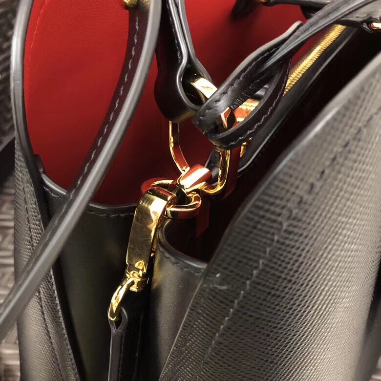Pra*a matinee tote bag in black saffiano leather