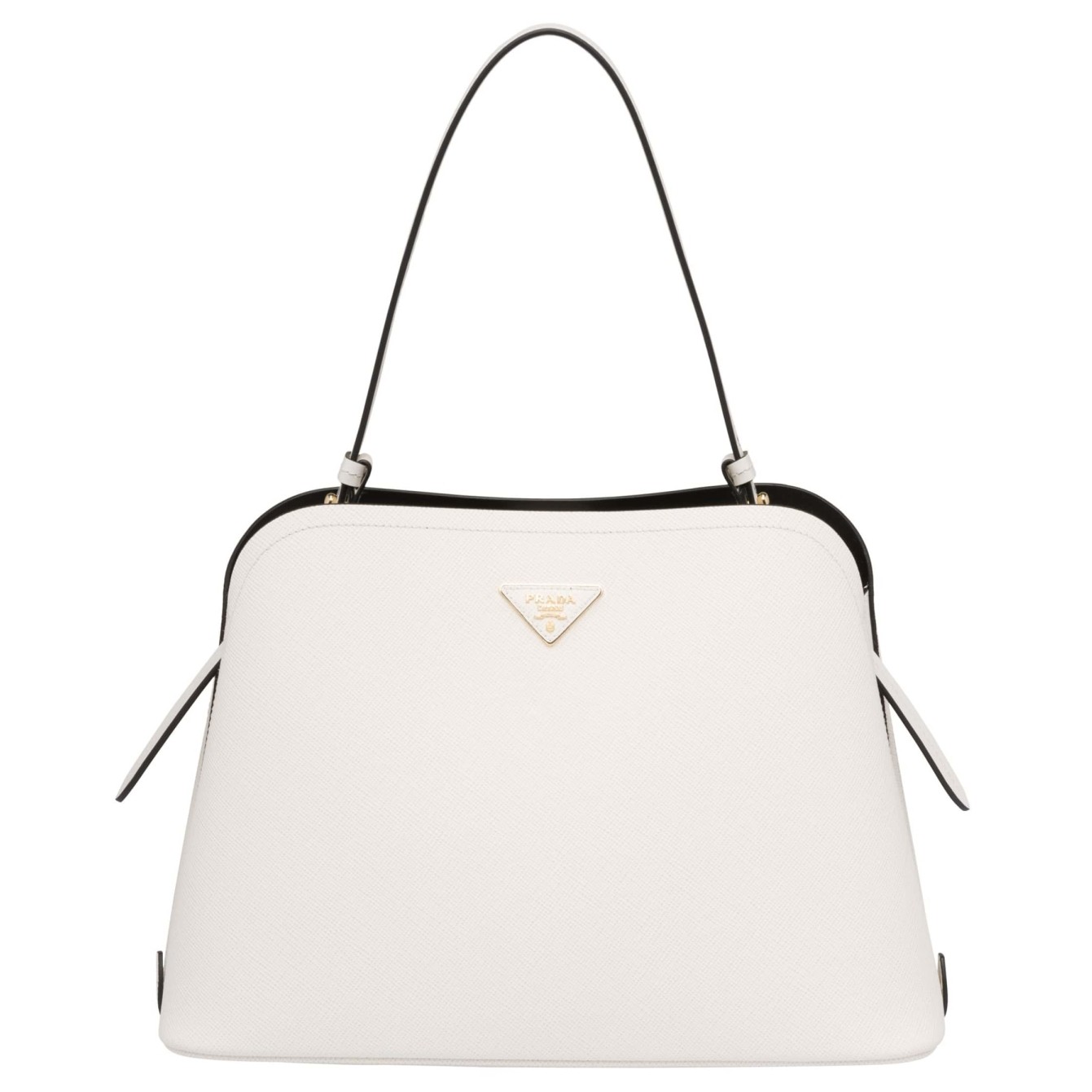 Pra*a matinee tote bag in white saffiano leather