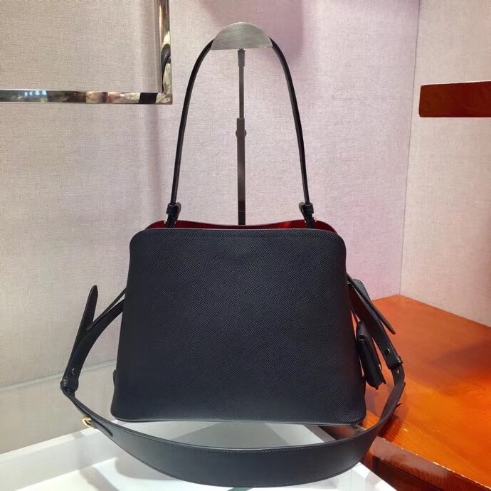 Pra*a matinee small bag in black saffiano leather