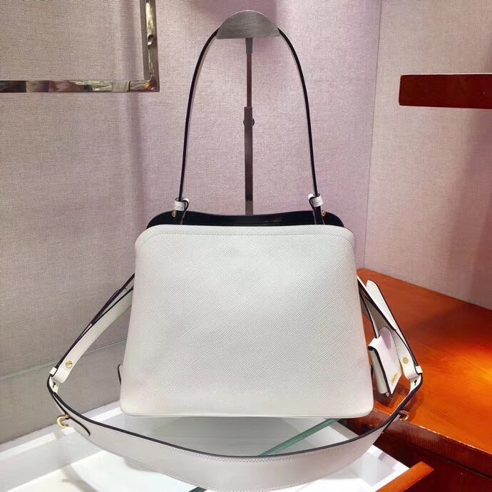 Pra*a matinee small bag in white saffiano leather