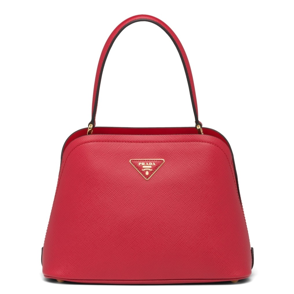 Pra*a matinee mini bag in red saffiano leather