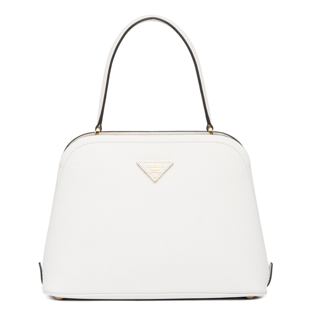 Pra*a matinee mini bag in white saffiano leather
