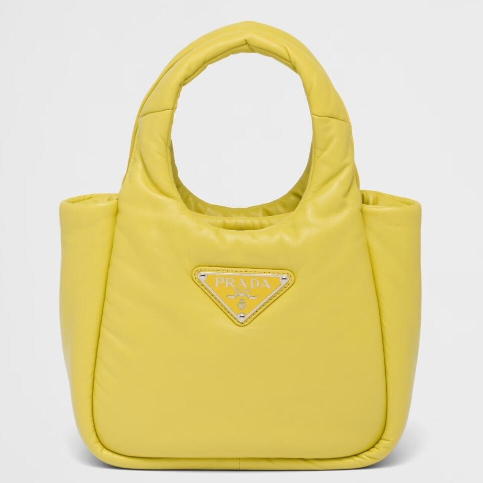 Pra*a small top-handle bag in yellow nappa leather