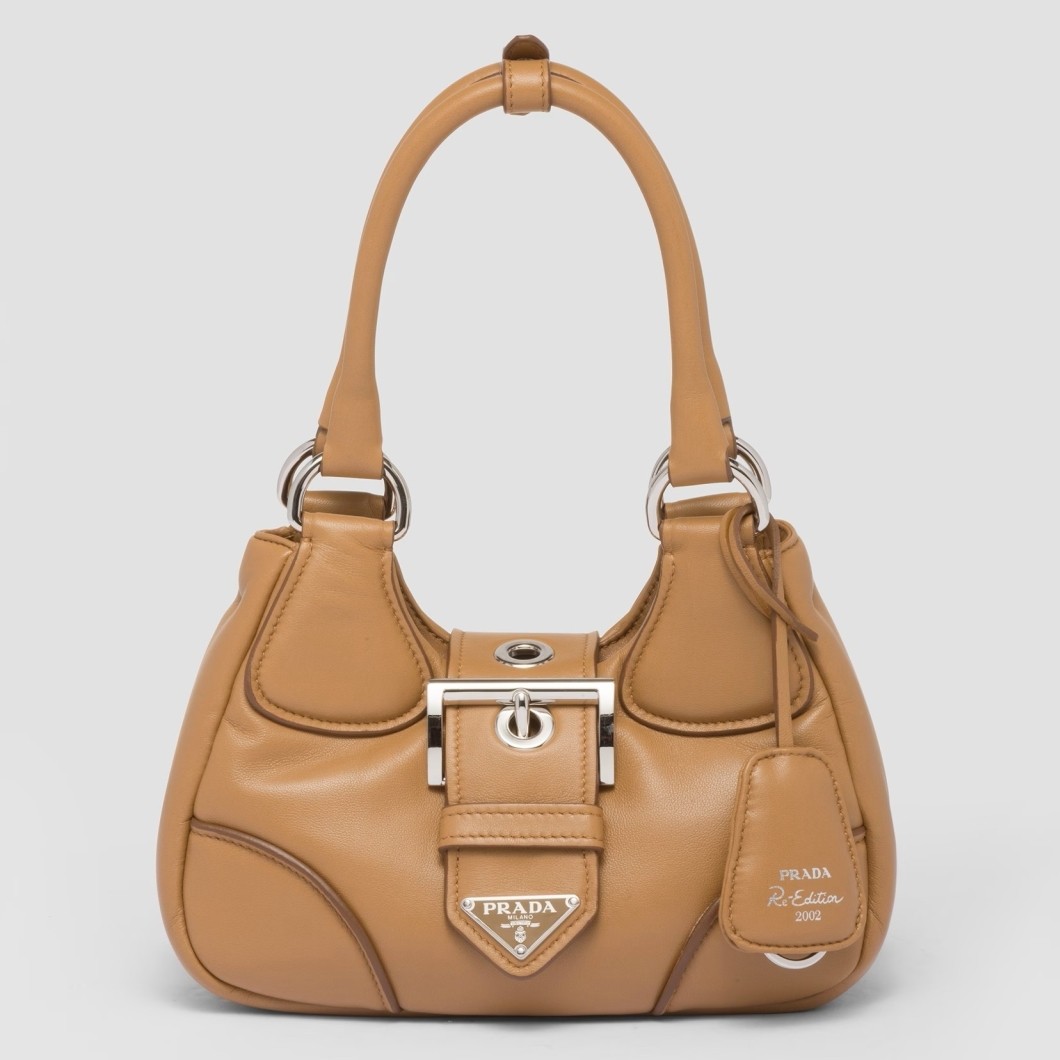Pra*a moon bag in caramel padded nappa leather