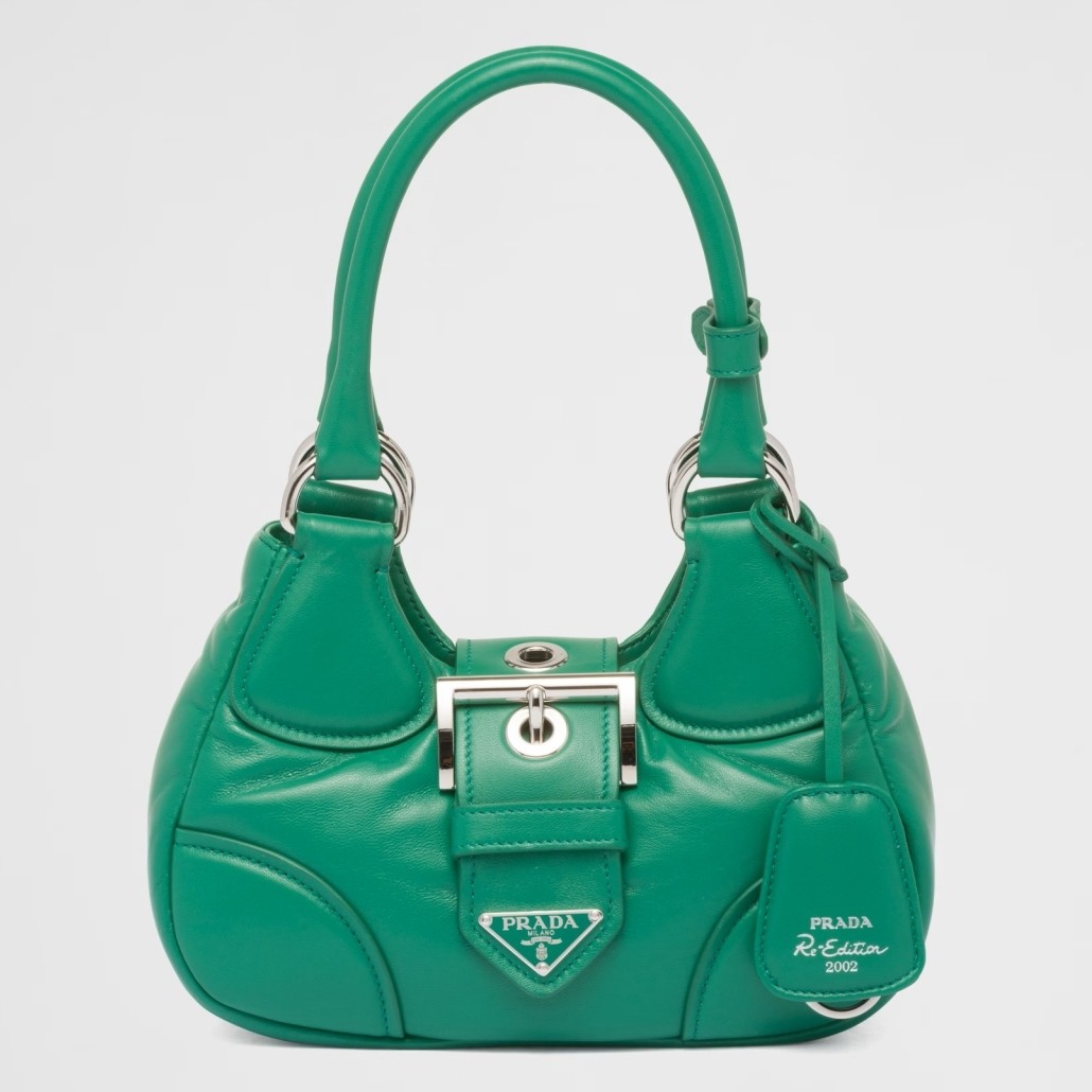 Pra*a moon bag in green padded nappa leather