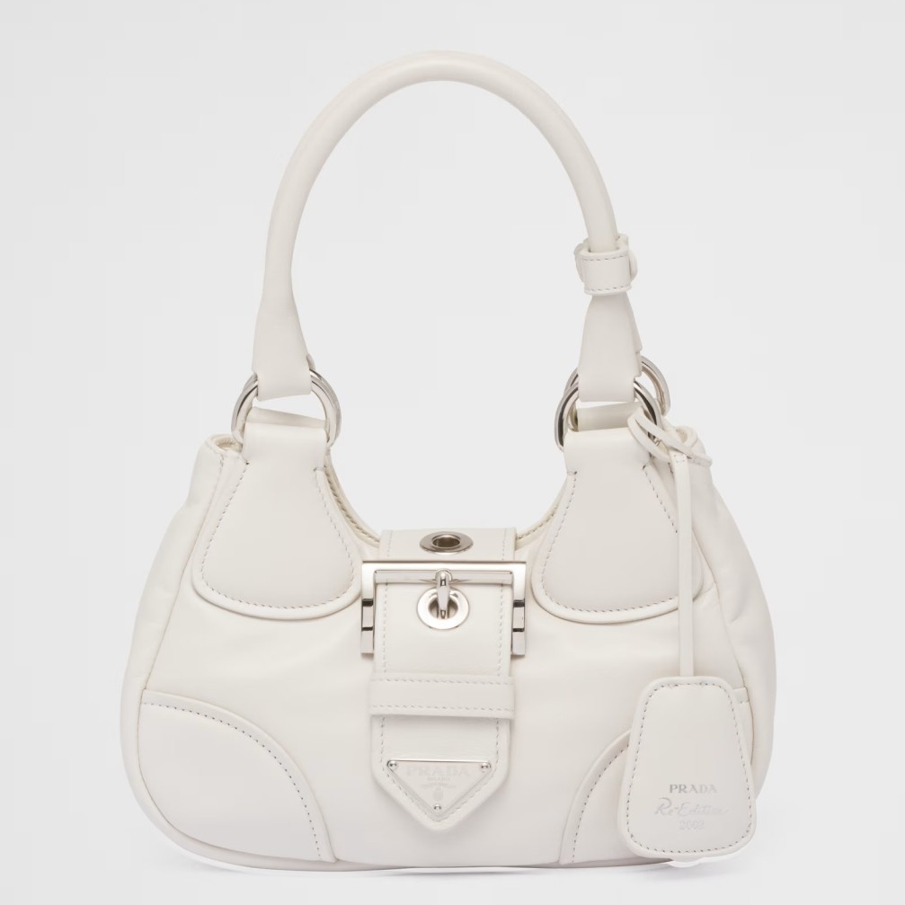 Pra*a moon bag in white padded nappa leather
