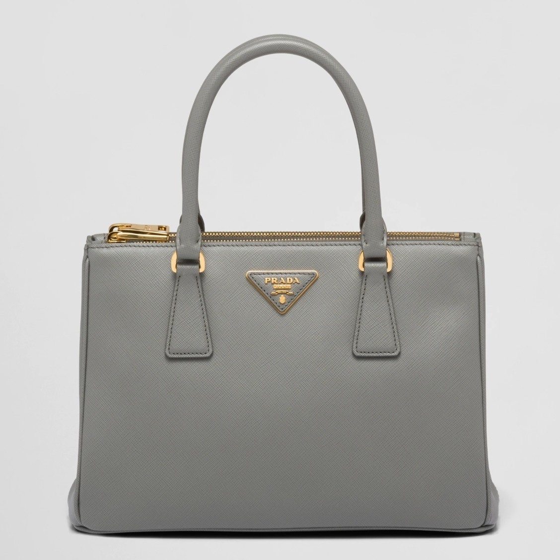 Pra*a small galleria bag in grey saffiano leather