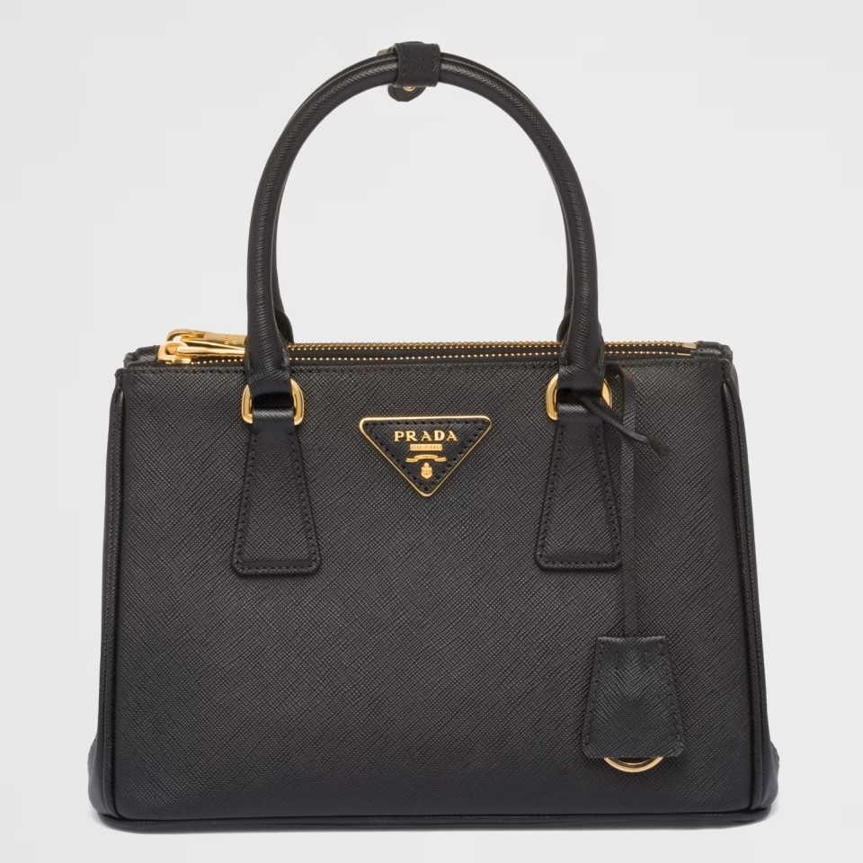 Pra*a galleria small bag in black saffiano leather