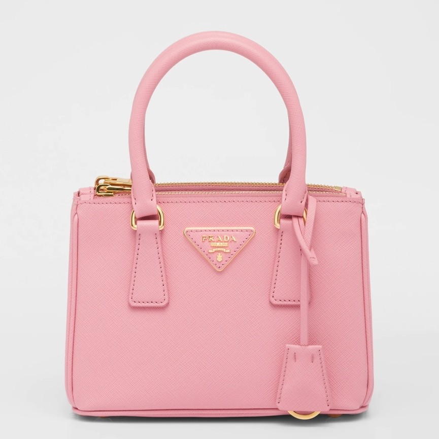 Pra*a mini galleria bag in pink saffiano leather
