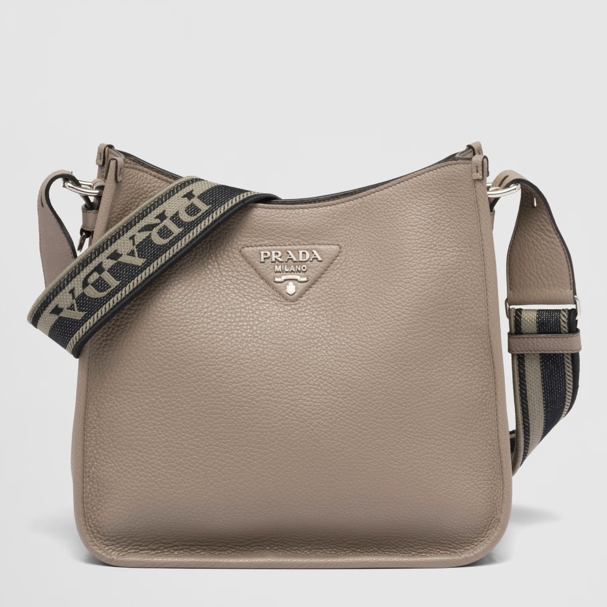Pra*a hobo bag in grey grained leather