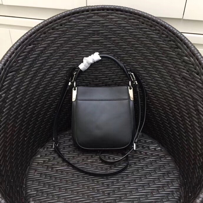 Pra*a small margit bag in black calfskin