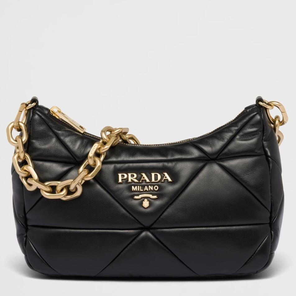 Pra*a system patchwork bag in black nappa leather