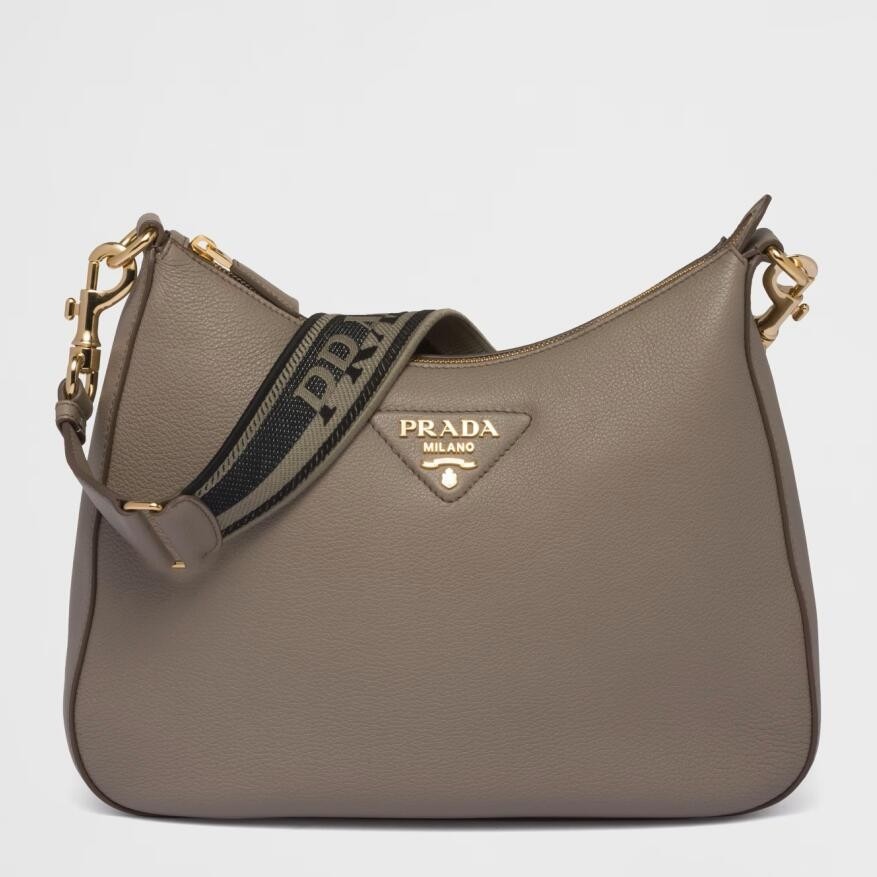 Pra*a shoulder bag in grey grained leather