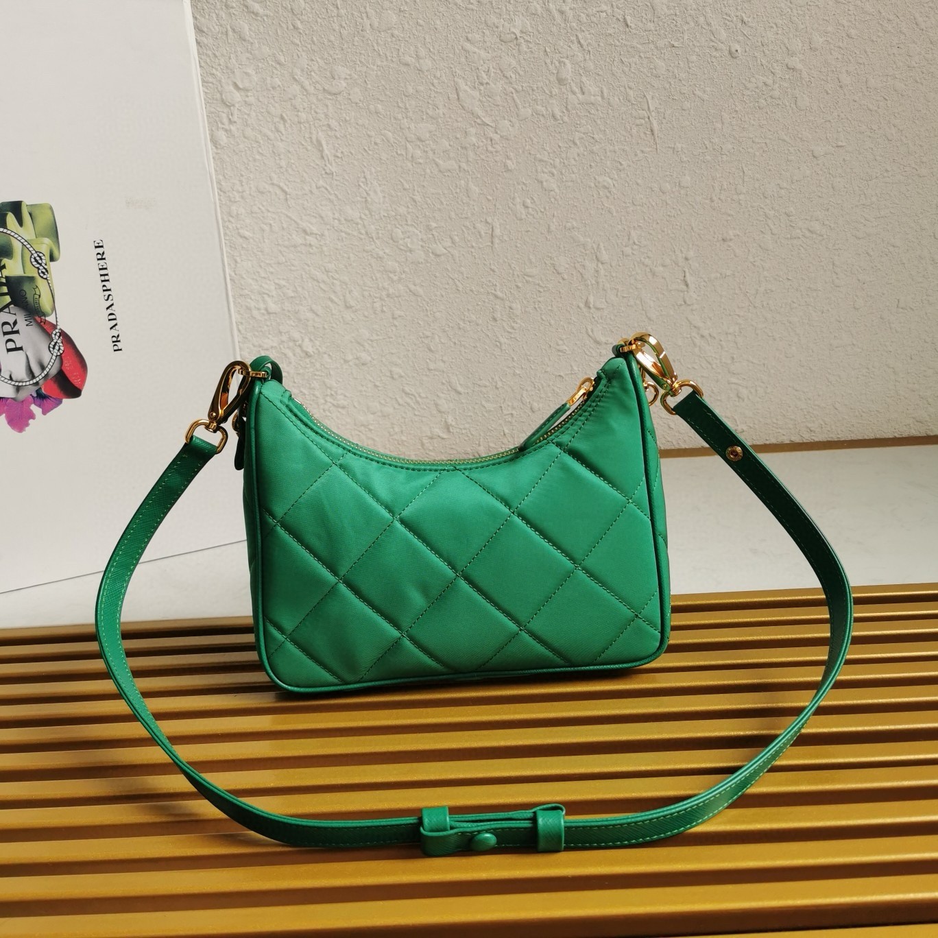 Pra*a re-edition 1995 chaine mini bag in green re-nylon