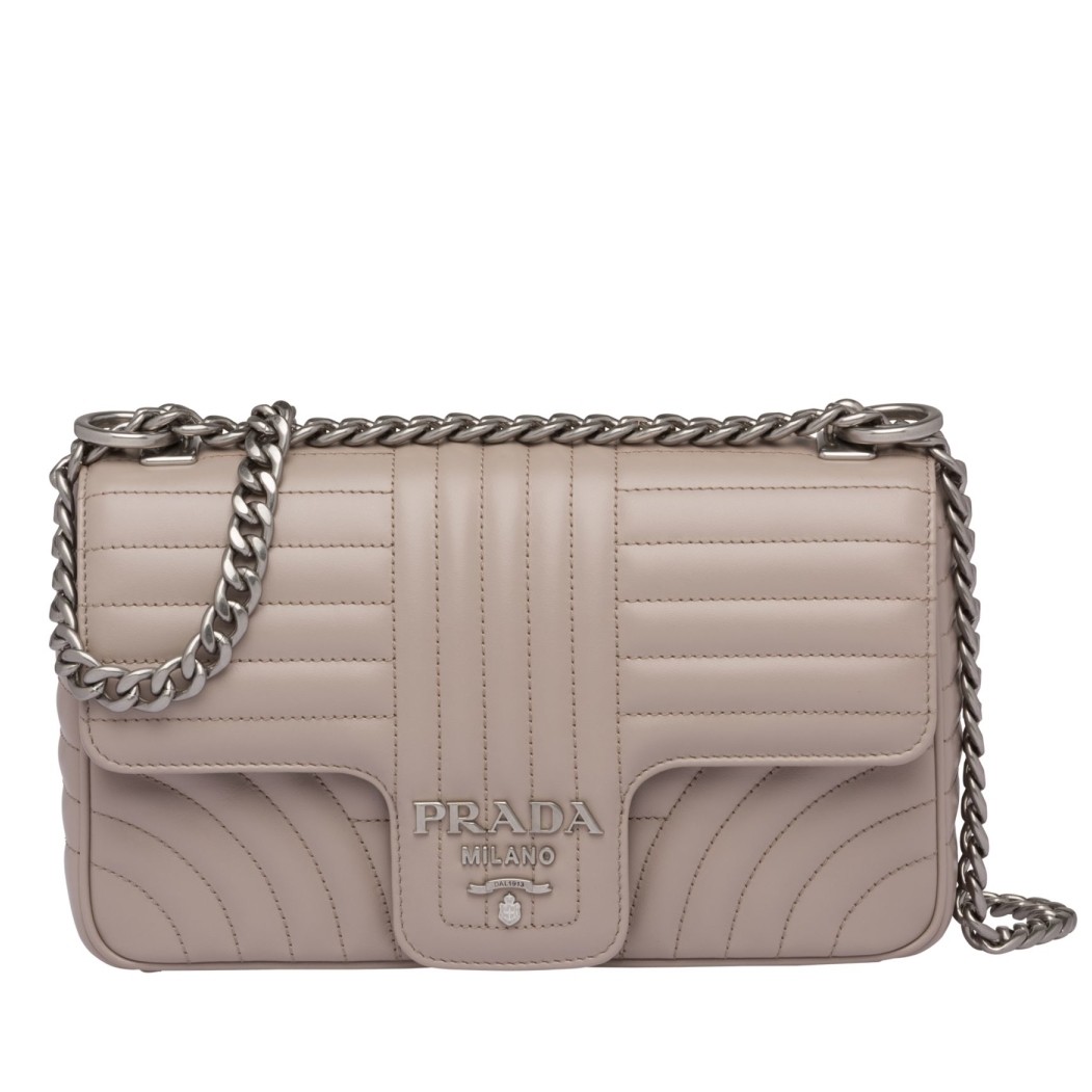 Pra*a diagramme flap bag in grey calfskin