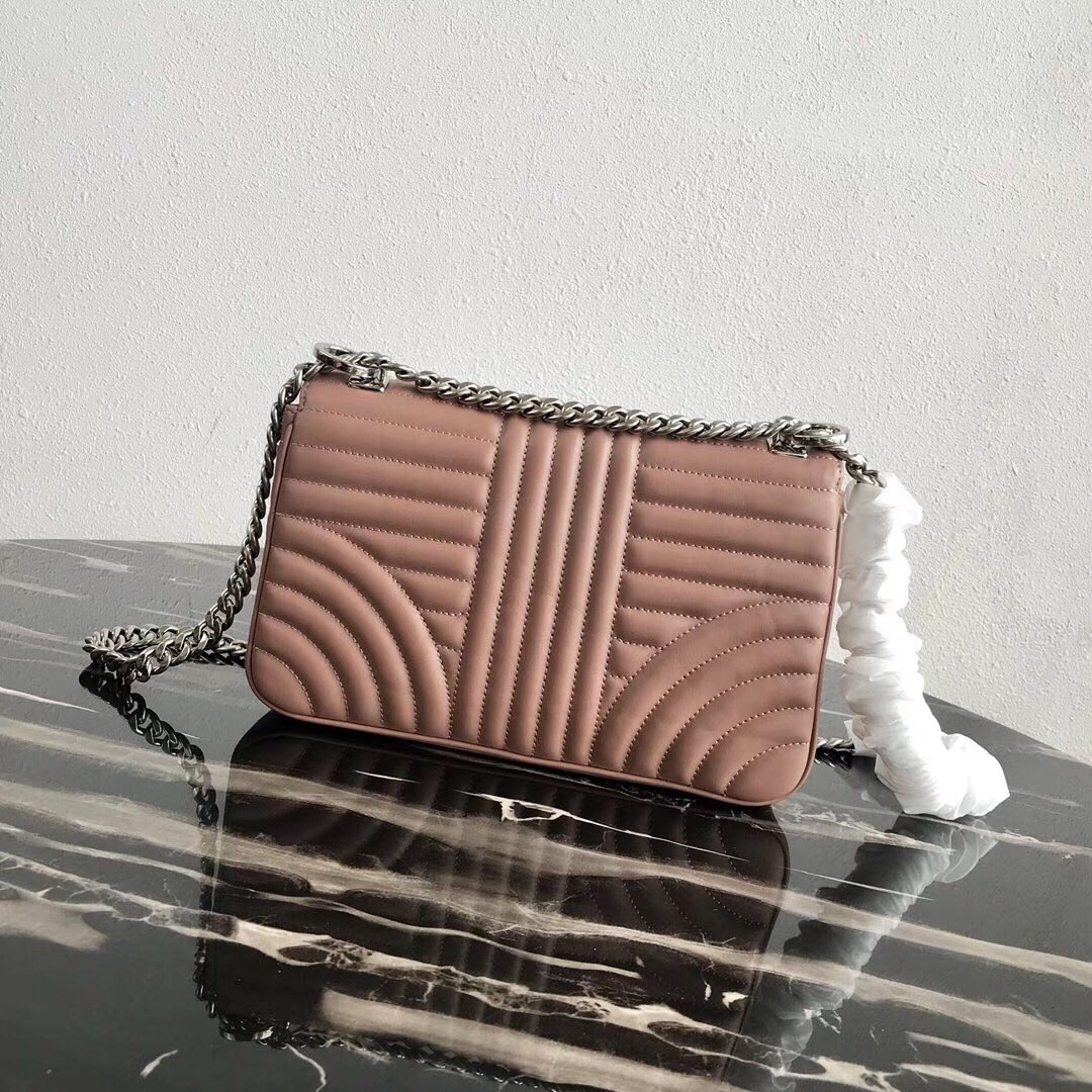 Pra*a diagramme flap bag in nude calfskin