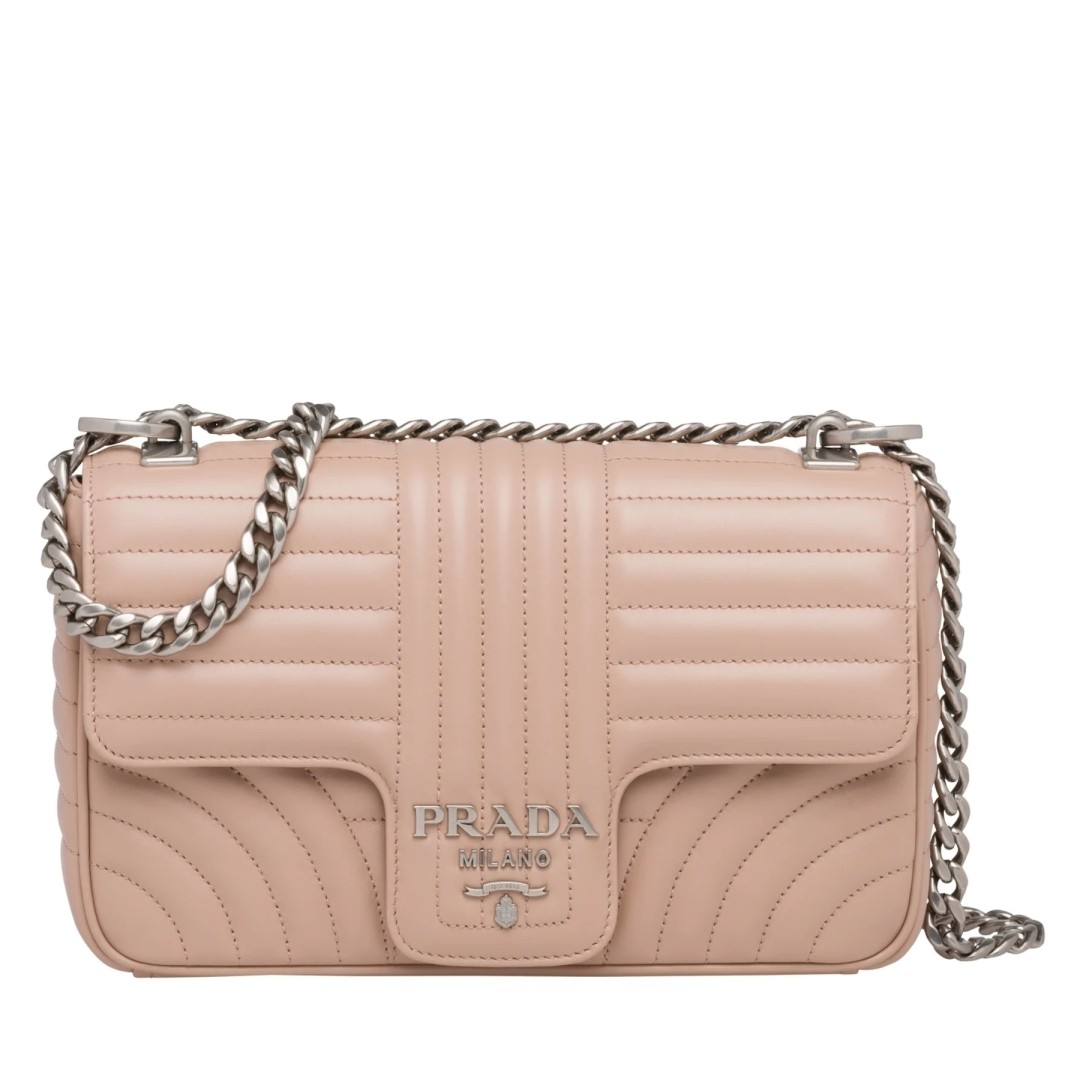 Pra*a diagramme flap bag in nude calfskin