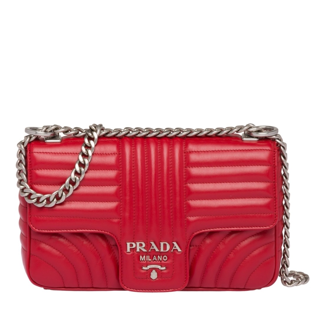 Pra*a diagramme flap bag in red calfskin
