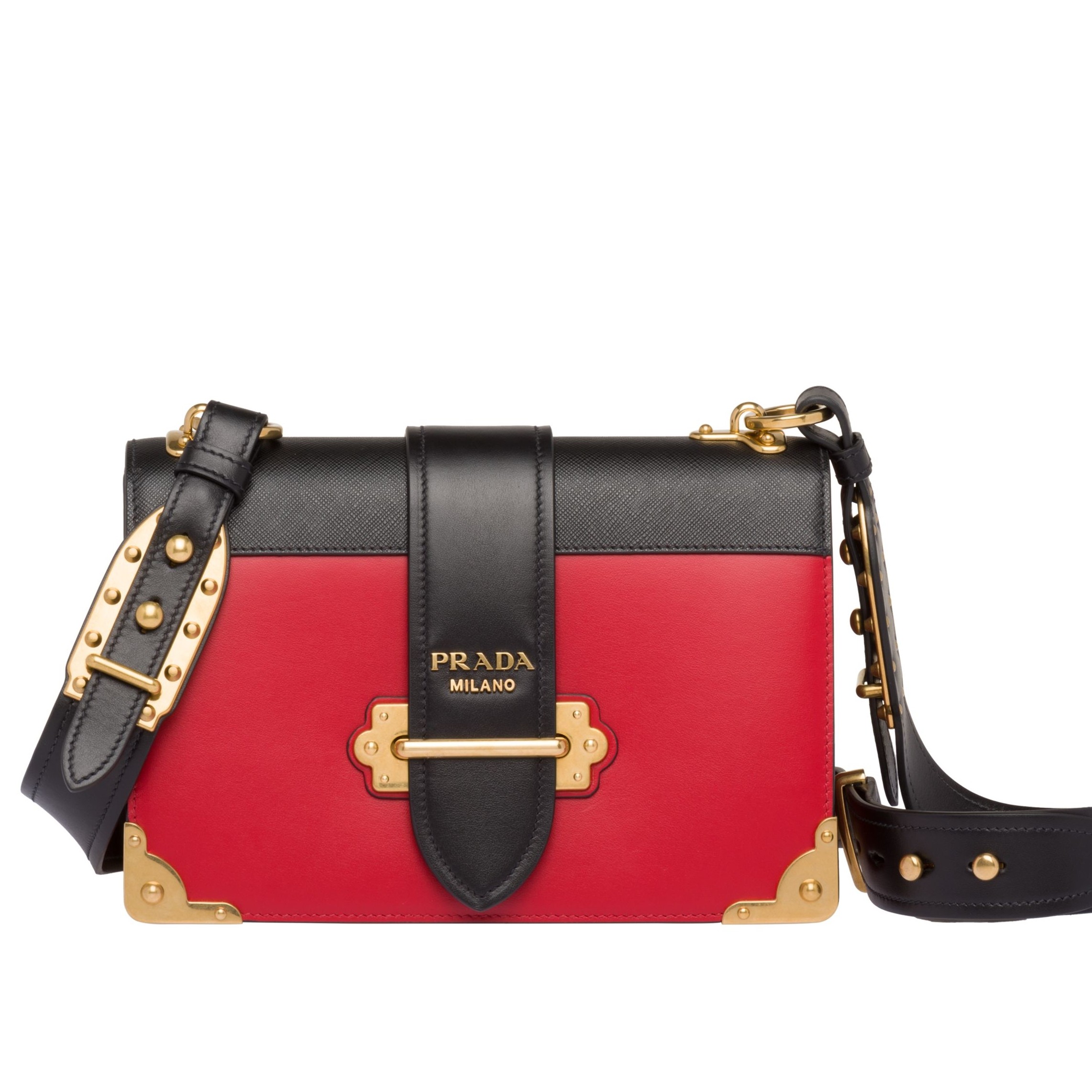 Pra*a large cahier bag in red/black leather