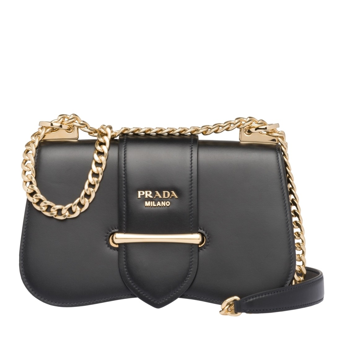 Pra*a sidonie shoulder bag in black calfskin