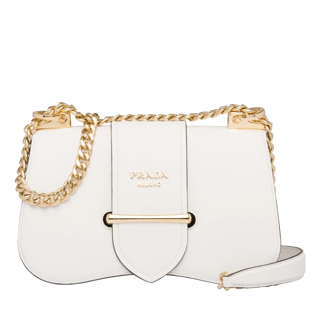 Pra*a sidonie shoulder bag in white calfskin