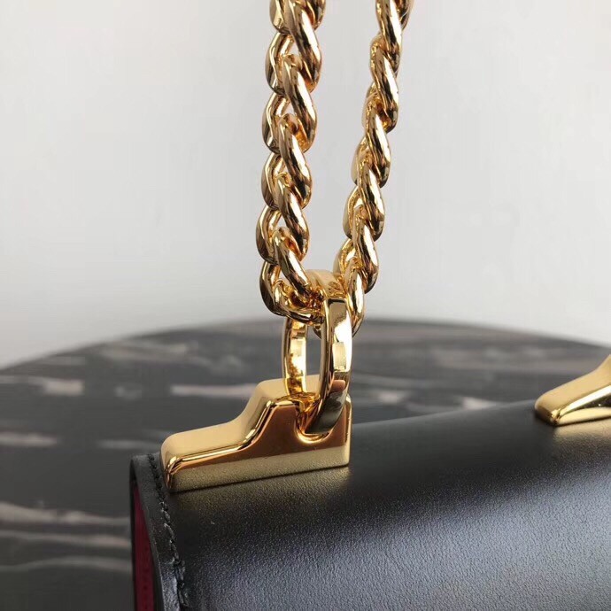 Pra*a belle shoulder bag in black/pink calfskin