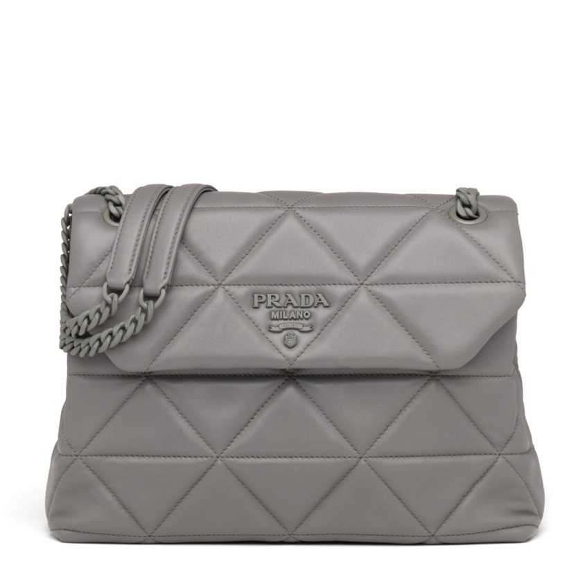 Pra*a spectrum large bag in grey nappa leather
