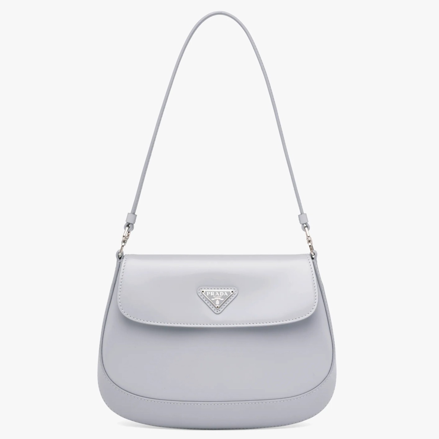 Pra*a cleo flap bag in cornflower blue brushed leather