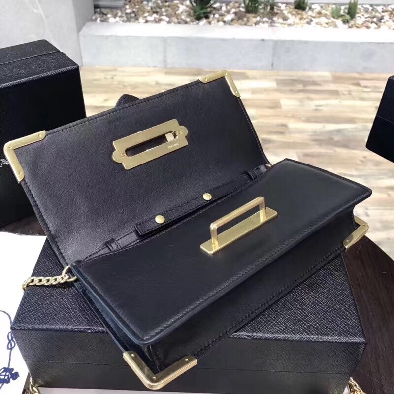 Pra*a cahier clutch in black saffiano calf leather