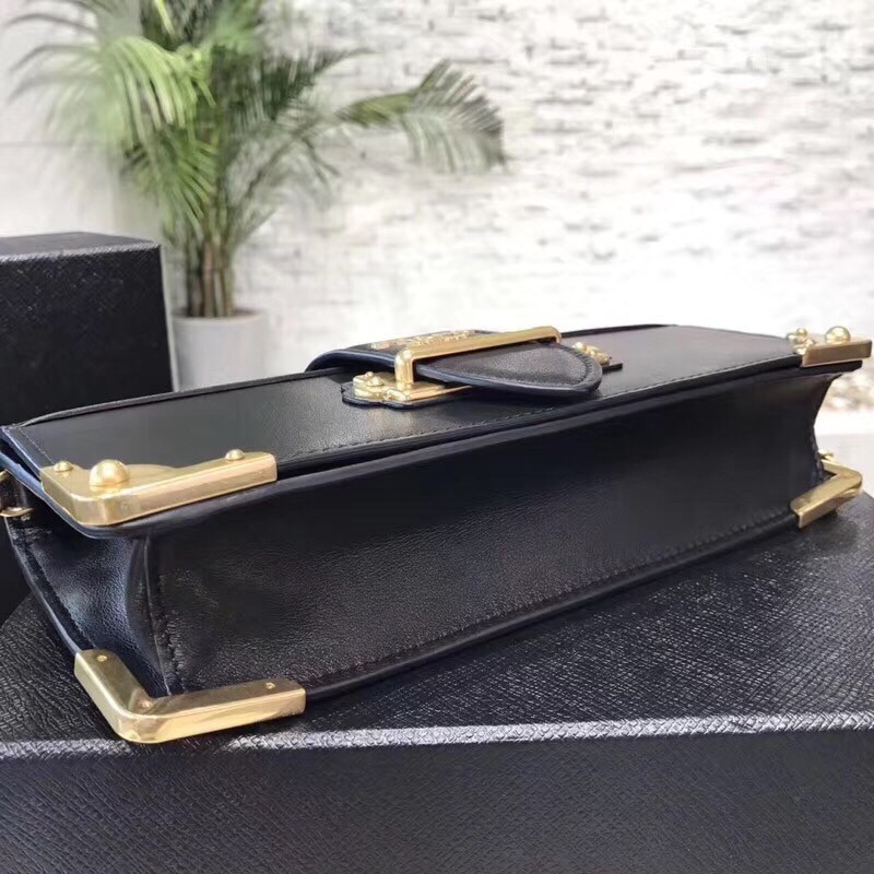 Pra*a cahier clutch in black saffiano calf leather