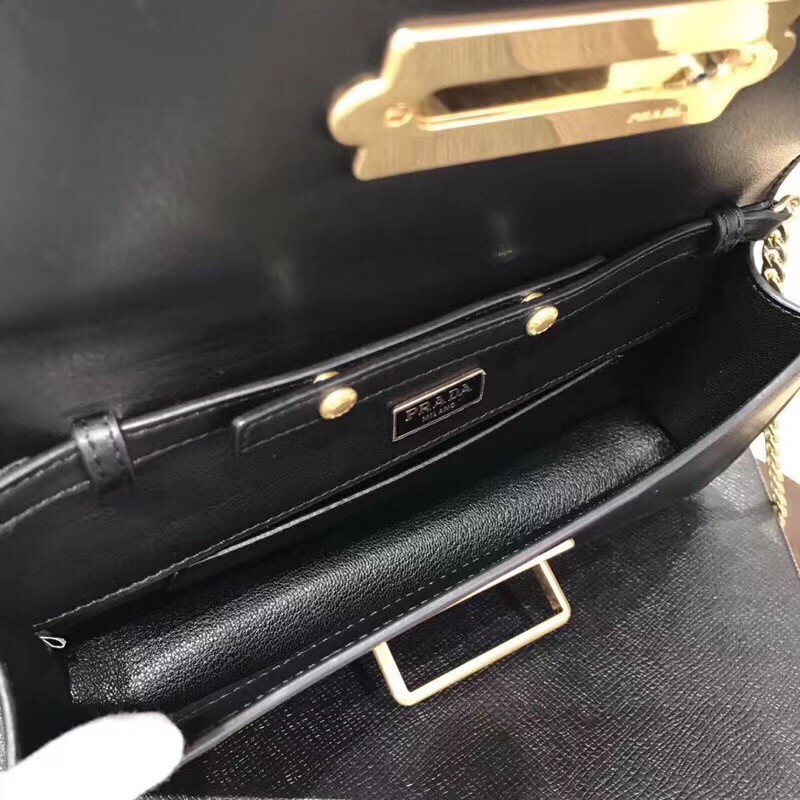 Pra*a cahier clutch in black saffiano calf leather