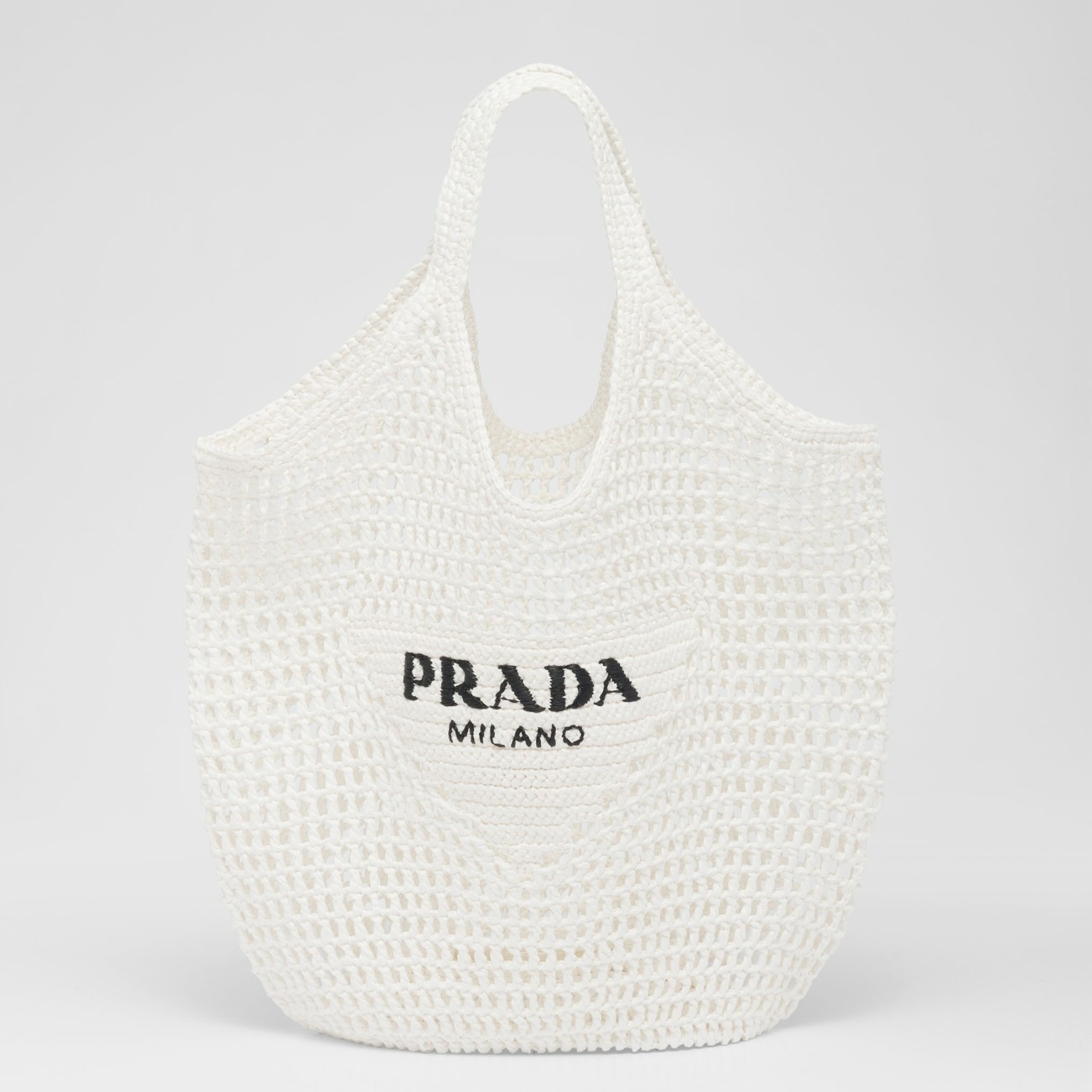 Pra*a large tote bag in white woven raffia