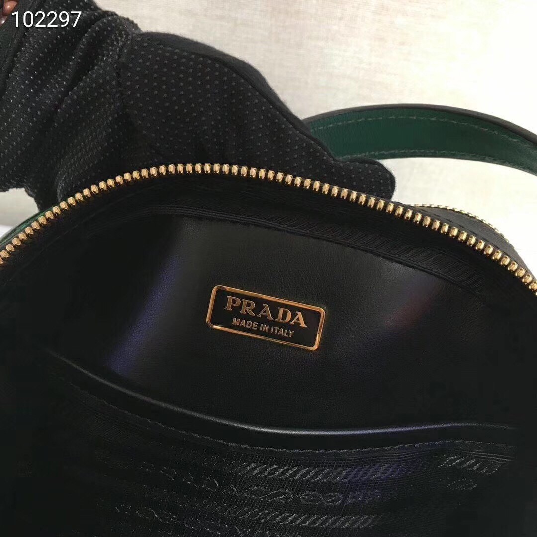 Pra*a odette black saffiano and green crocodile bag
