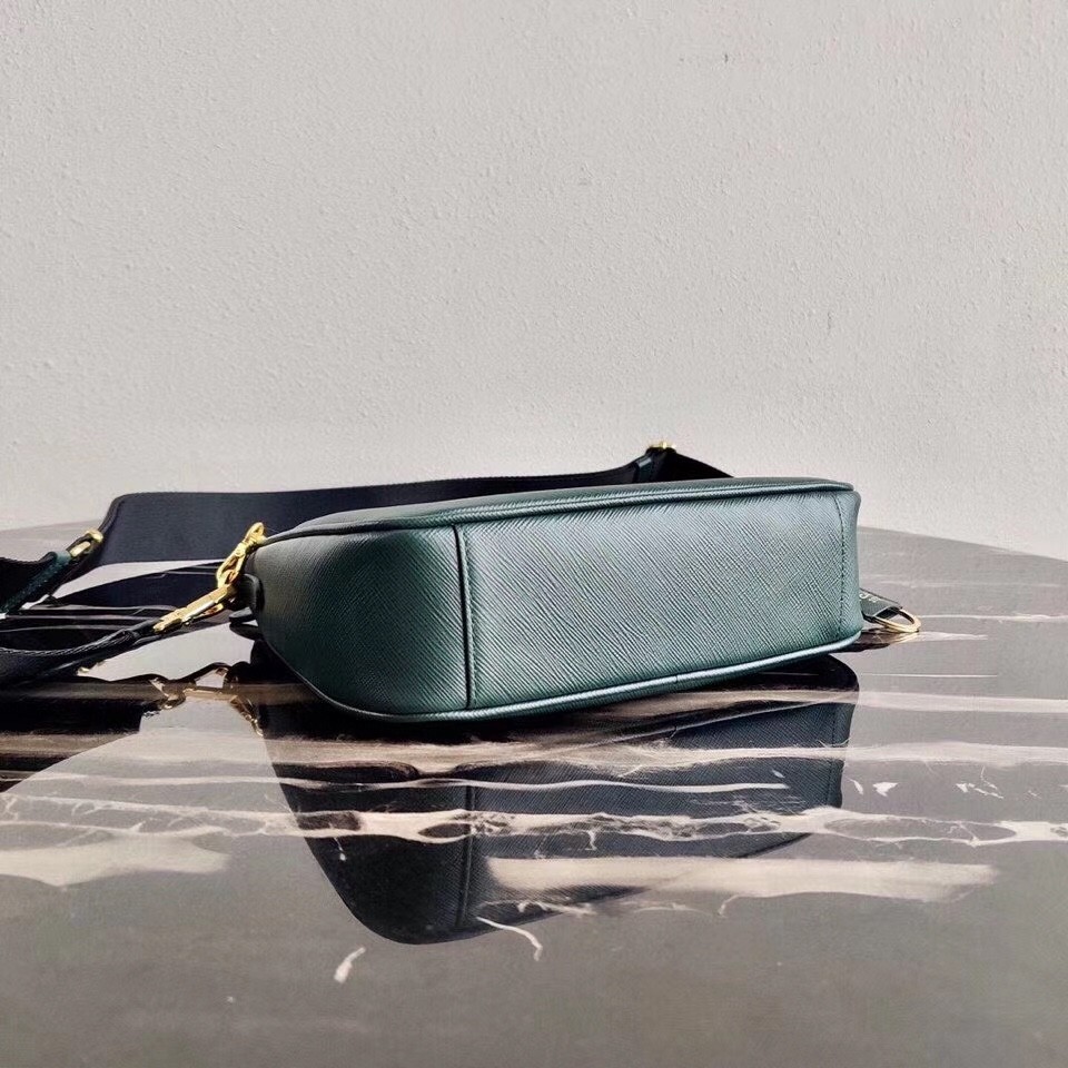 Pra*a re-edition 2005 shoulder bag in green saffiano leather