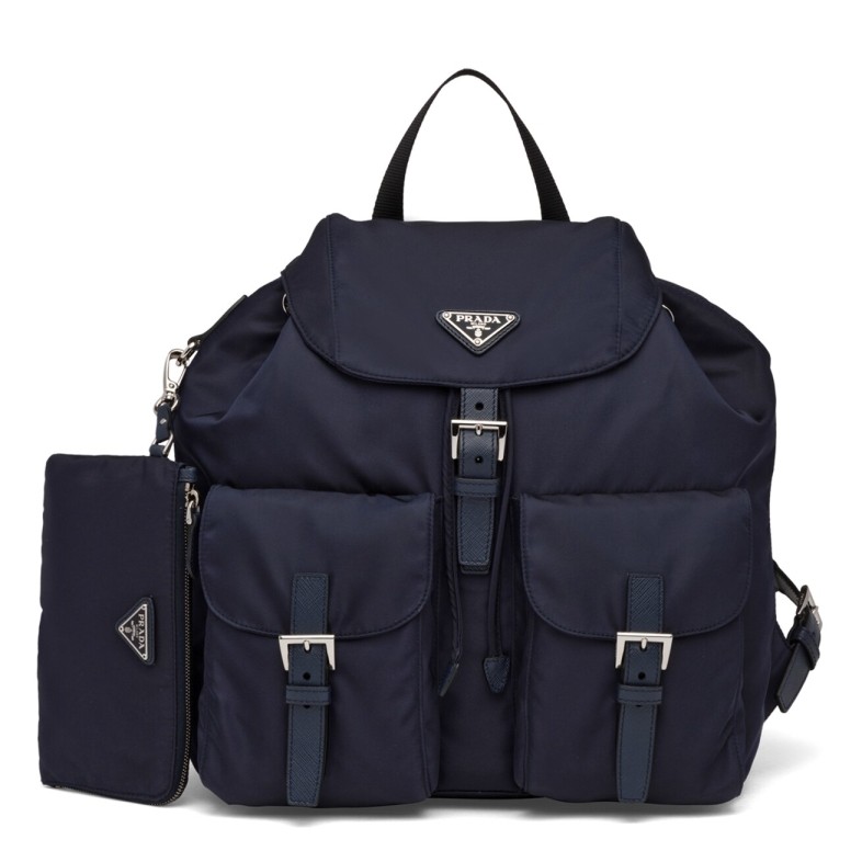 Pra*a navy blue nylon backpack with clutch