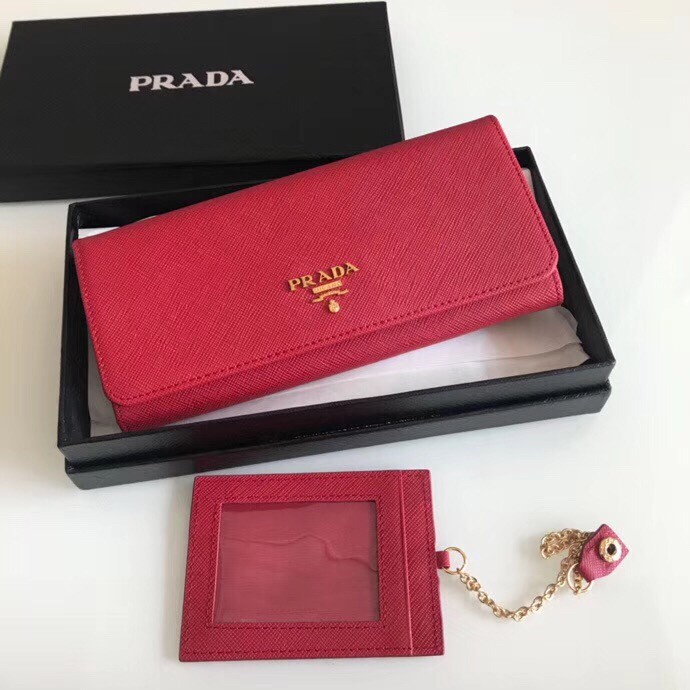Pra*a continental wallet in red saffiano leather