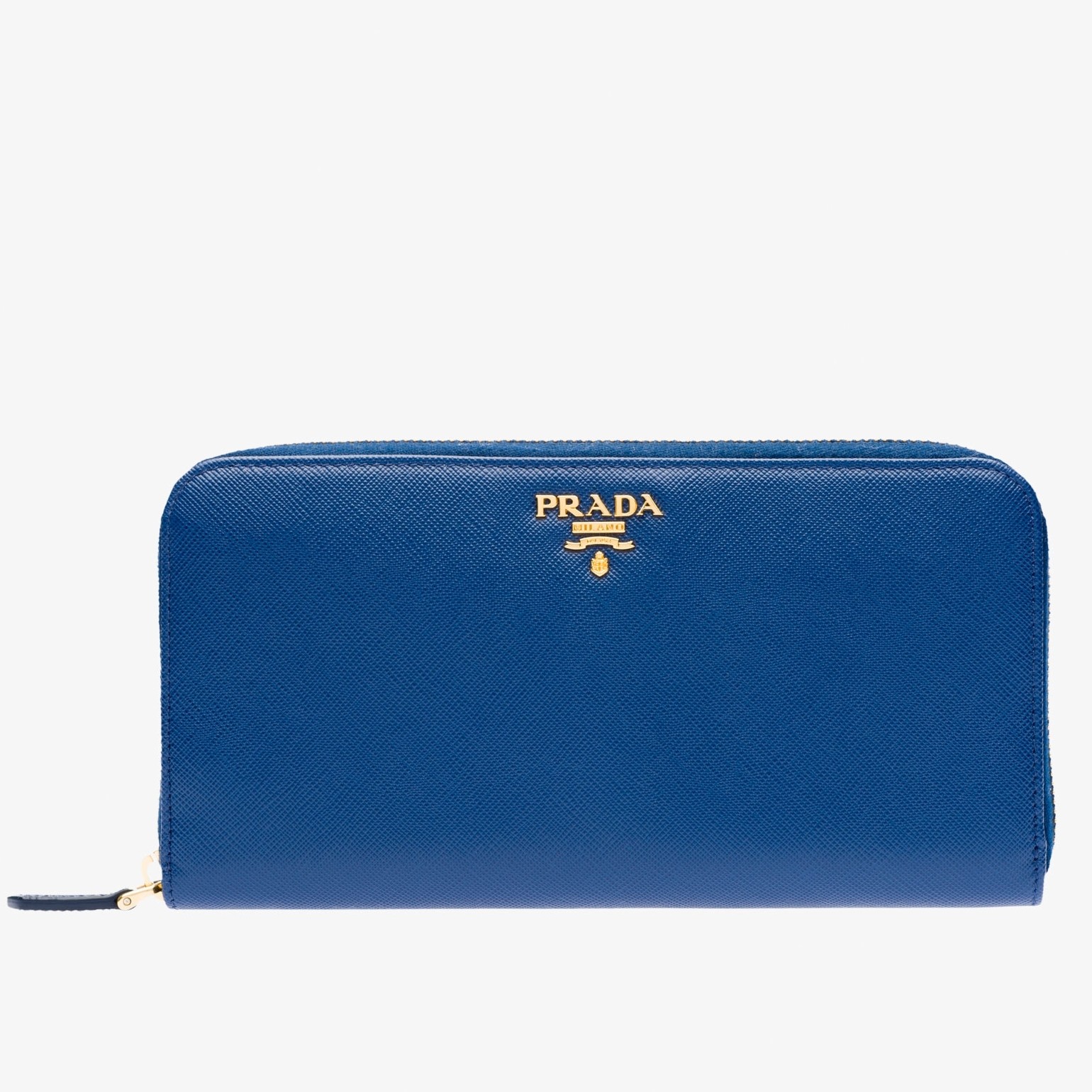 Pra*a zipped wallet in blue saffiano leather