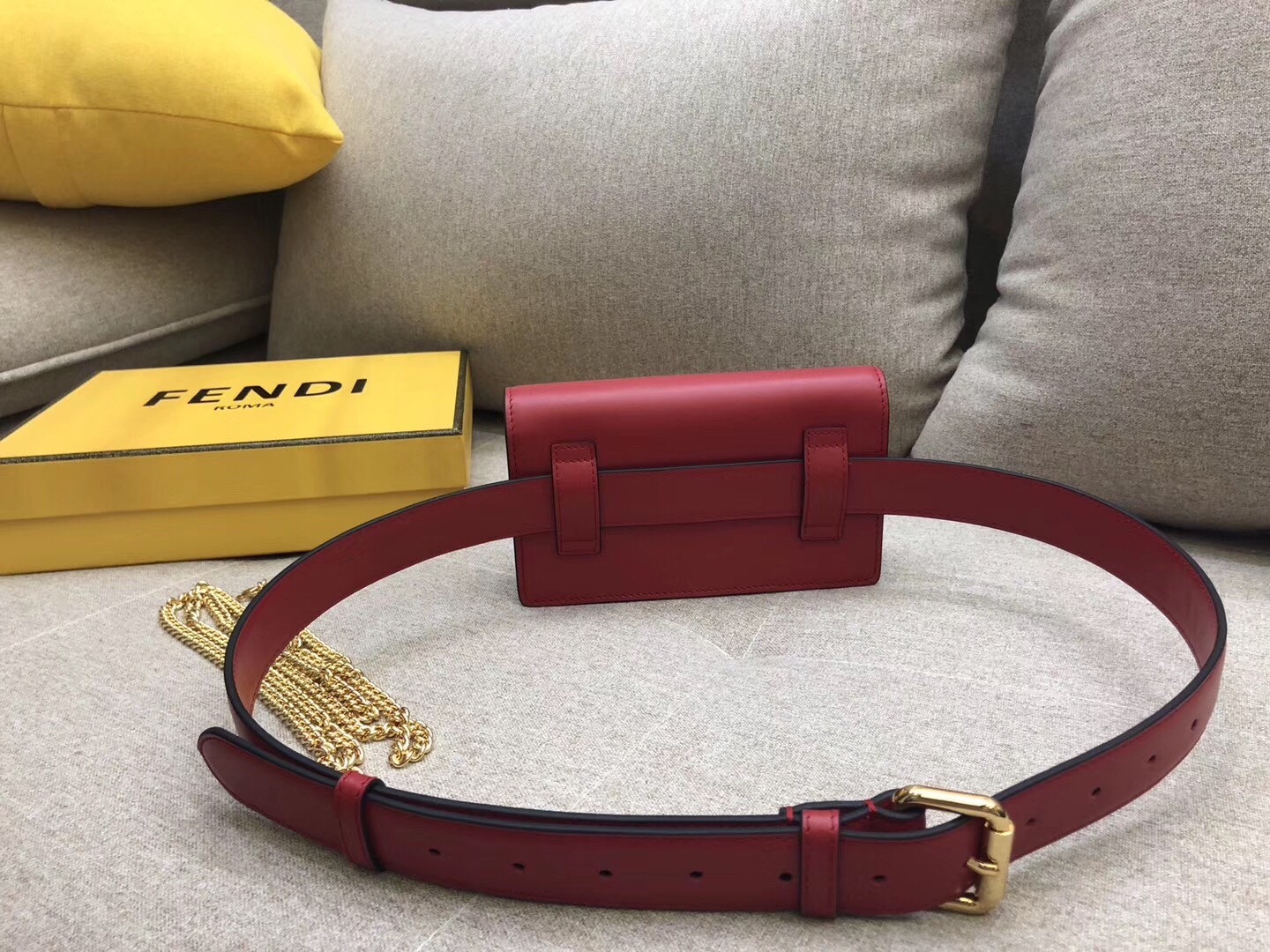F**di kan i f belt bag in red calfskin