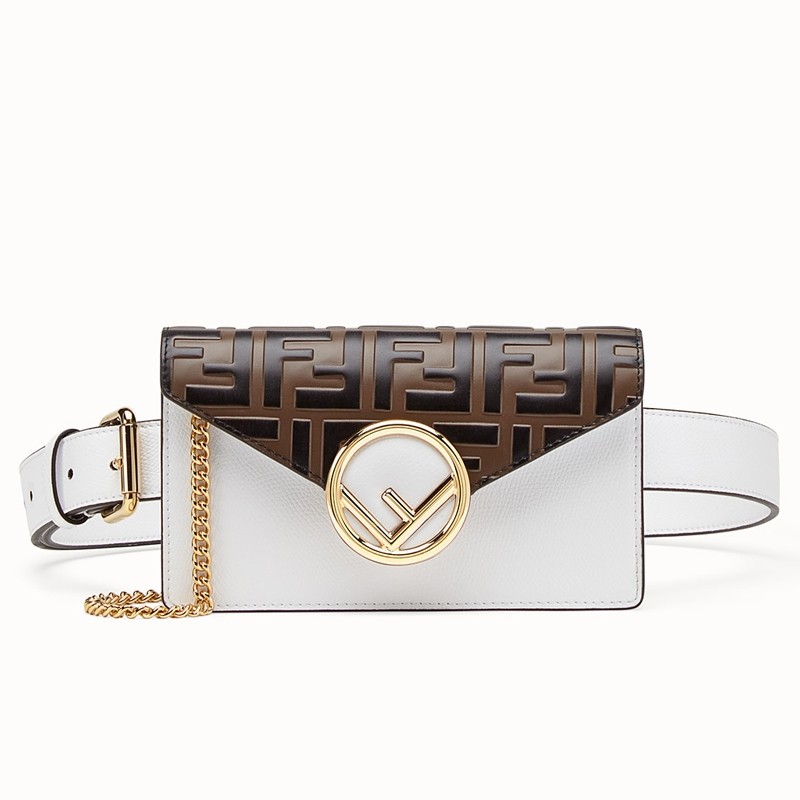 F**di white kan i f belt bag with ff motif