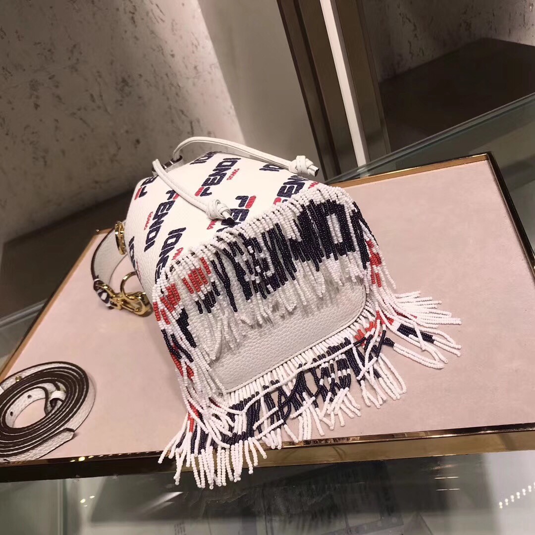 F**di logo-printed fringed mon tresor mini bucket bag