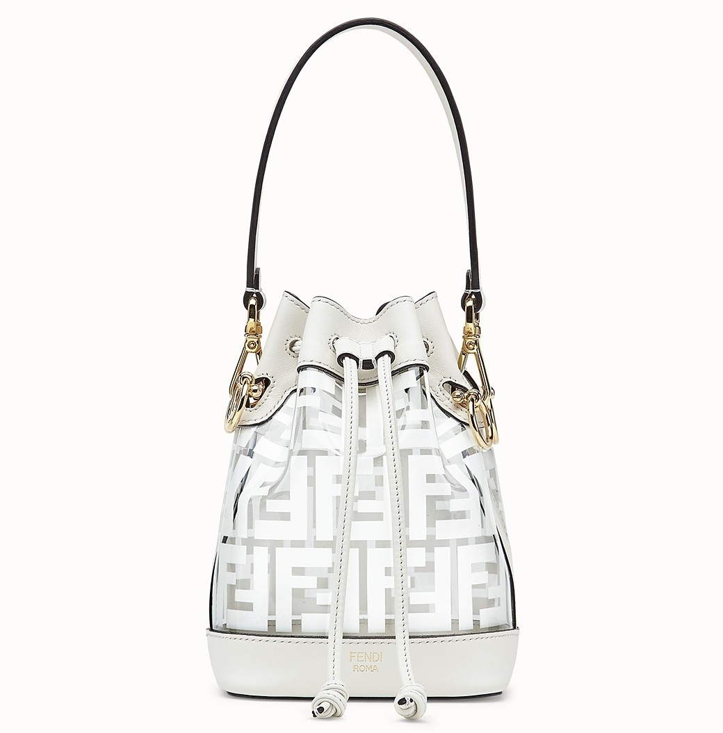 F**di white mon tresor mini bucket bag in transparent pu