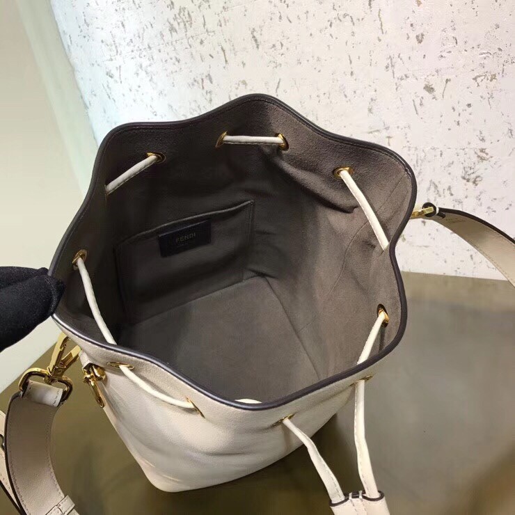 F**di small mon tresor bucket bag in white calfskin