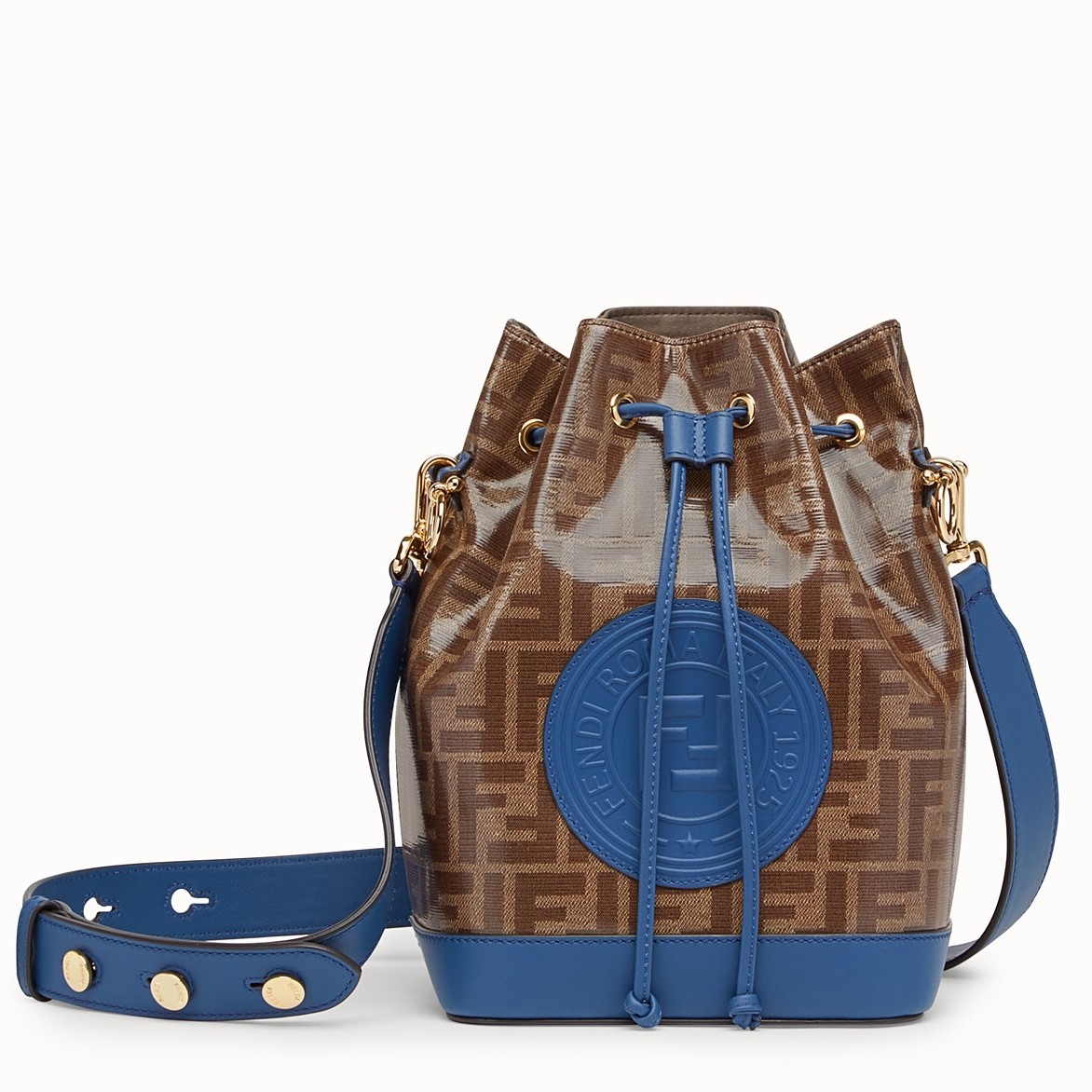 F**di small mon tresor bucket fabric blue bag