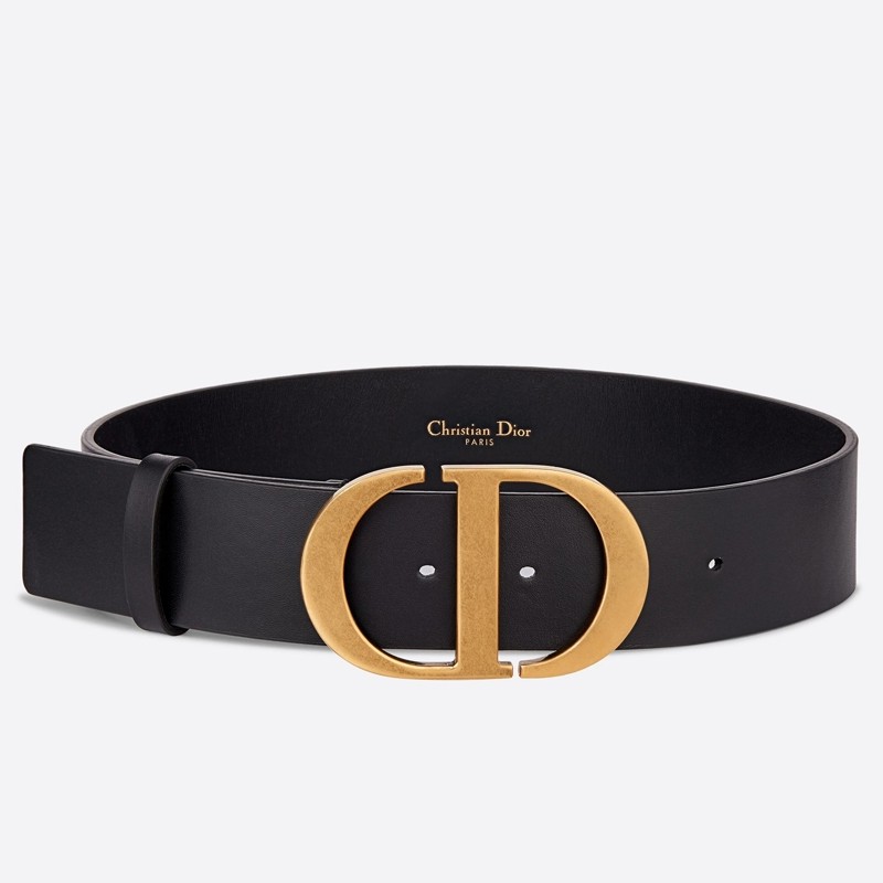 D*or 30 montaigne 35mm belt in black smooth calfskin