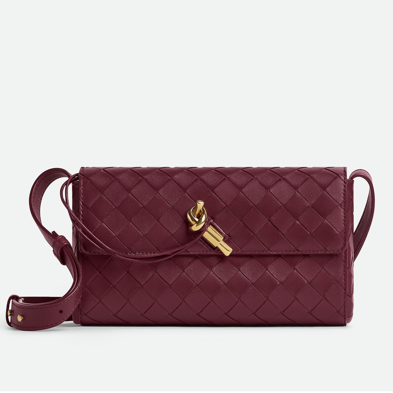 bo*te*ga Ve*ne*ta mini andiamo cross-body bag in barolo intrecciato lambskin