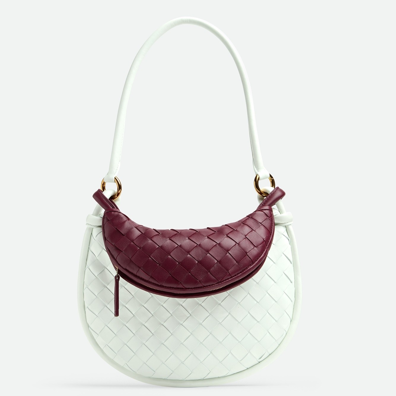 bo*te*ga Ve*ne*ta gemelli small bag in glacier/barolo intrecciato lambskin