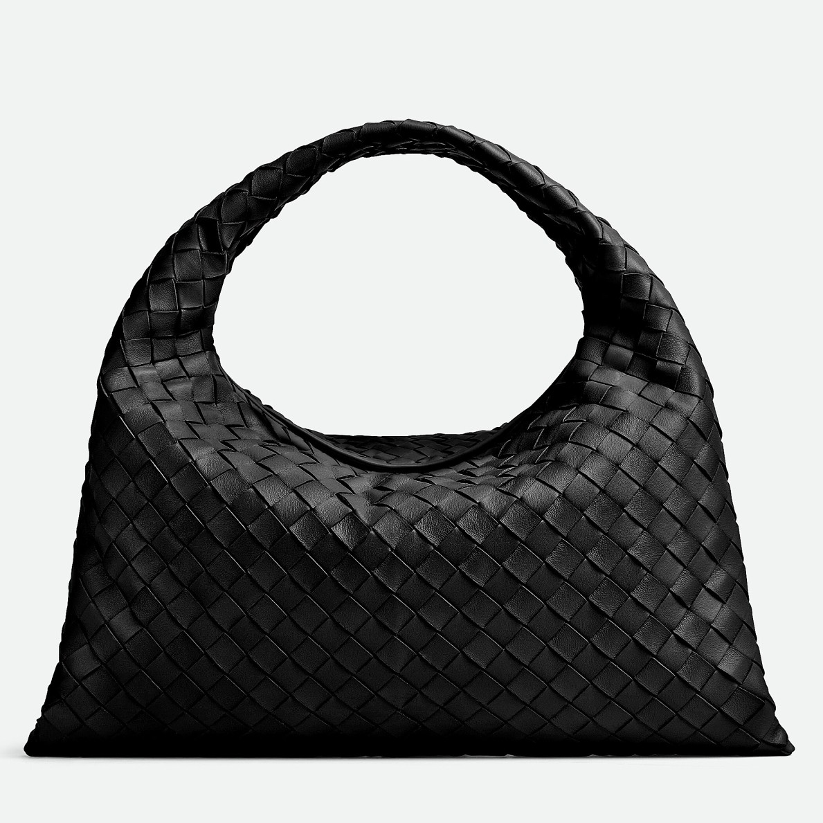 bo*te*ga Ve*ne*ta small hop bag in black intrecciato calfskin